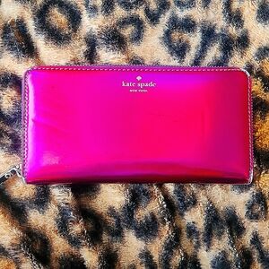 Kate spade Iridescent pink long zippy wallet
